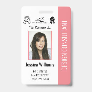 Modern Personalised Corporate Employee Pink ID  Badge