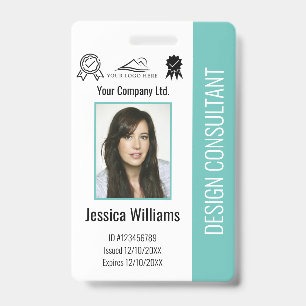 Modern Personalised Corporate Employee Teal ID Badge