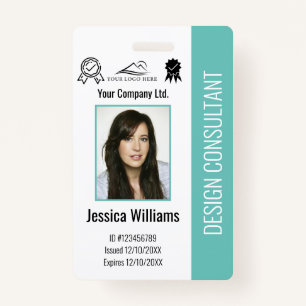 Modern Personalised Corporate Employee Teal ID ID Badge