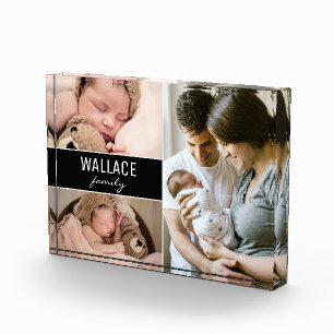 Modern Personalised custom family name photo Block