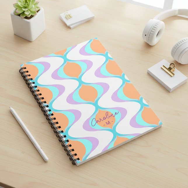 Modern Personalised Custom Pastel Waves Art Notebook (Creator Uploaded)