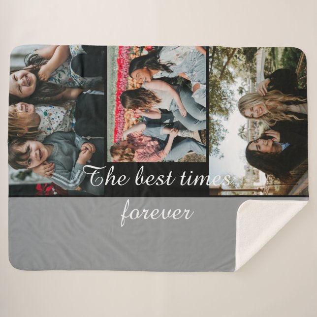 modern personalised Custom Photo Collage Sherpa Blanket (Front (Horizontal))