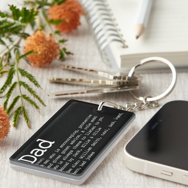 Modern Personalised Dad Father Definition Key Ring (Front Right)