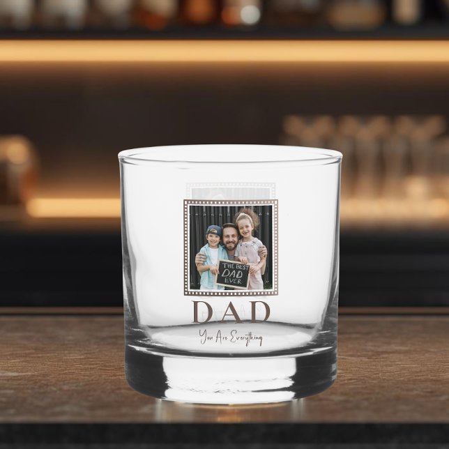 Modern Personalised Dad Photo Whiskey Glass (Creator Uploaded)