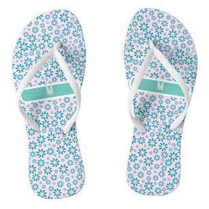 Modern Personalised Daisy Flower Initial Jandals