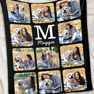 Modern Personalised Dog Lover Pet Photo Collage Fleece Blanket