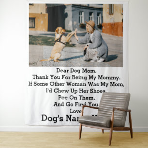 Modern Personalised Dog Mum Mothers day photo Tapestry