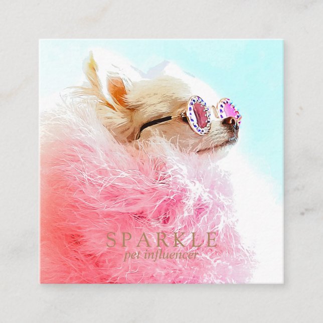 Modern Personalised Double Photo Scannable QR  Square Business Card (Front)