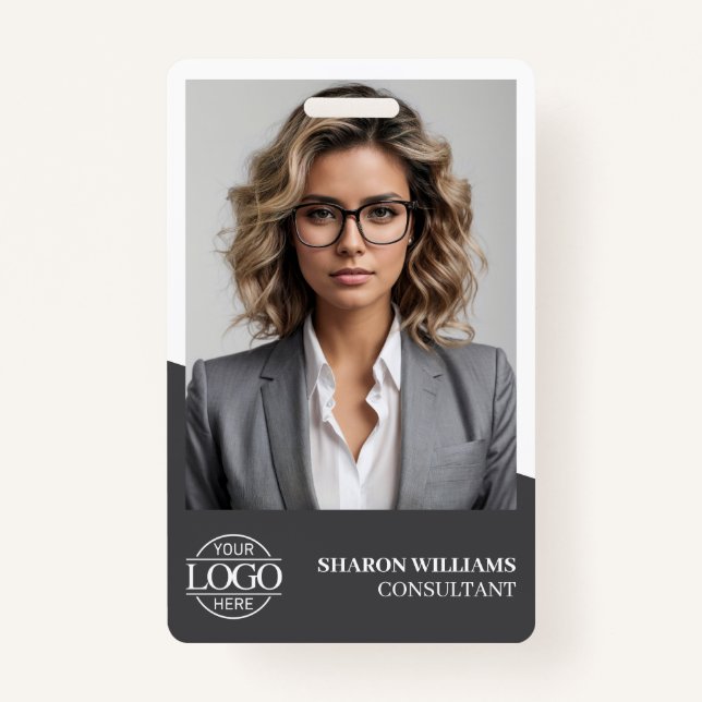 Modern Personalised Employee Photo Company Logo ID Badge (Front)