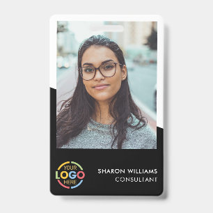 Modern Personalised Employee Photo Company Logo ID Badge