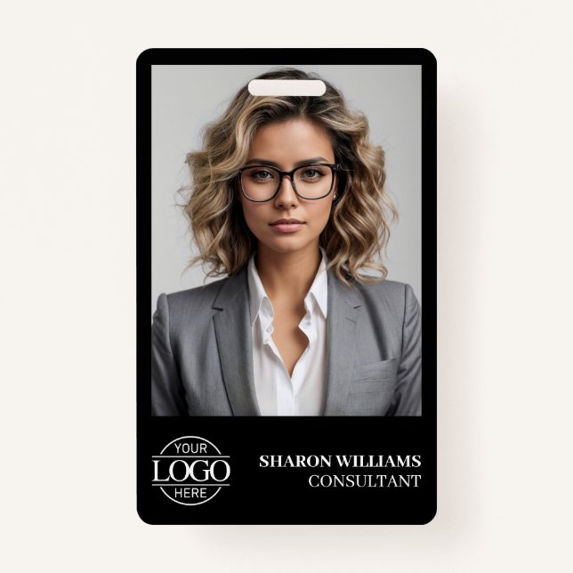 Modern Personalised Employee Photo Company Logo ID Badge (Front)