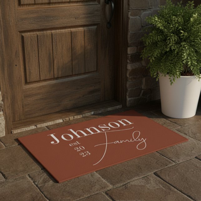 Modern Personalised Family Name Terracotta Doormat (Creator Uploaded)