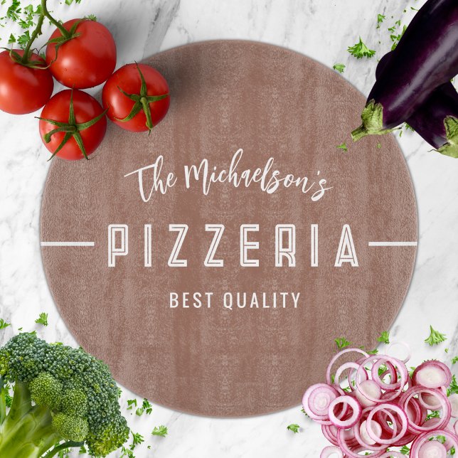 Modern Personalised Family Name Typography Pizza  Cutting Board (Creator Uploaded)