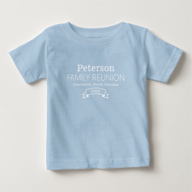 Modern Personalised Family Reunion Baby T-Shirt (Front)