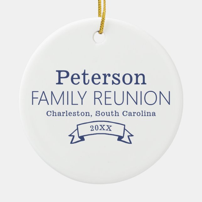 Modern Personalised Family Reunion Ceramic Tree Decoration (Front)