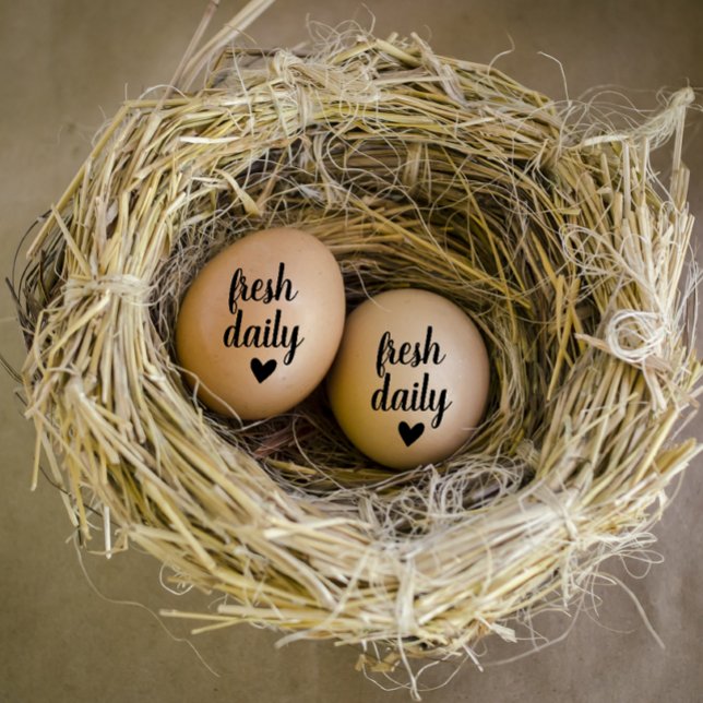 Modern Personalised Farm Fresh Eggs  Rubber Stamp (Modern personalized fresh daily egg stamp)