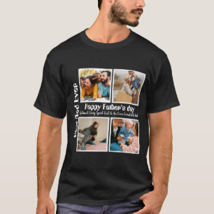 Modern Personalised Fathers day 4 photo collage T-Shirt