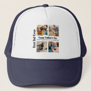 Modern Personalised Fathers day 4 photo collage Trucker Hat