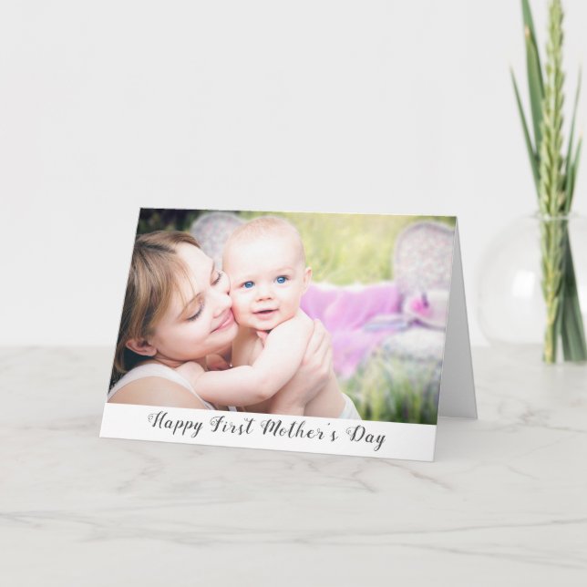 Modern Personalised First Mother's Day Photo Card (Front)