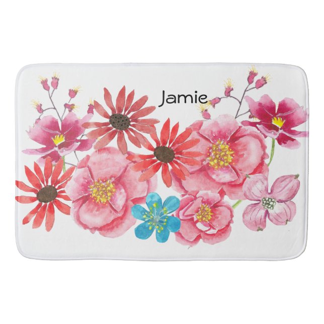 Modern Personalised Fox Deer Childrens Room Bath Mat (Front)