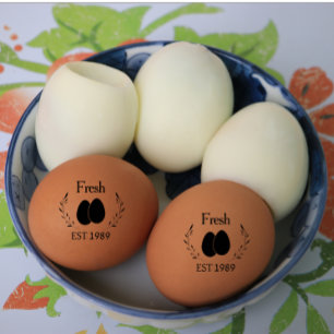 Modern Personalised Fresh Eggs With Date Black Rubber Stamp