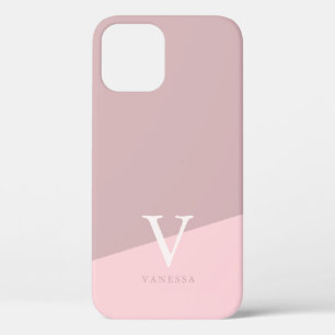 Modern personalised geometric pastel pink iPhone 12 case
