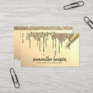 Modern Personalised Gold Drips Notary Agent Business Card