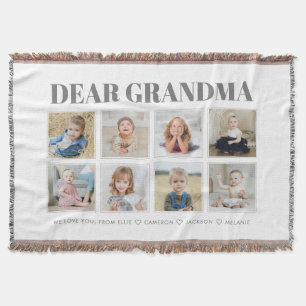 Modern Personalised Grandma We Love You 8-Photos Throw Blanket