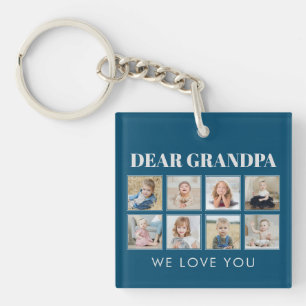 Modern Personalised Grandpa We Love You 8-Photos Key Ring
