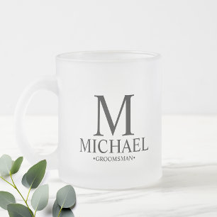 Modern Personalised Groomsman Frosted Glass Coffee Mug