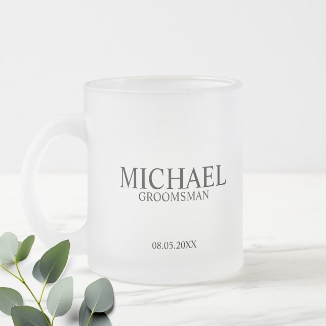 Modern Personalised Groomsman Frosted Glass Coffee Mug (Creator Uploaded)