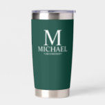 Modern Personalised Groomsman Insulated Tumbler<br><div class="desc">Modern Personalised Groomsman Gifts
featuring personalised monogram,  groomsman's name and title in white classic serif font style on emerald green background.

Also perfect for Best Man,  Father of the Bride and more.</div>