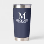 Modern Personalised Groomsman Insulated Tumbler<br><div class="desc">Modern Personalised Groomsman Gifts
featuring personalised monogram,  groomsman's name and title in white classic serif font style on navy blue background.

Also perfect for Best Man,  Father of the Bride and more.</div>