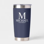 Modern Personalised Groomsman Insulated Tumbler<br><div class="desc">Modern Personalised Groomsman Gifts
featuring personalised monogram,  groomsman's name and title in white classic serif font style on navy blue background.

Also perfect for Best Man,  Father of the Bride and more.</div>