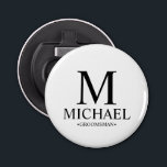 Modern Personalised Groomsman Name and Monogram Bottle Opener<br><div class="desc">Modern Black and White Personalised Groomsman Gifts
featuring personalised monogram,  groomsman's name and title in black classic serif font style on white background.

Also perfect for Best Man,  Father of the Bride and more.</div>