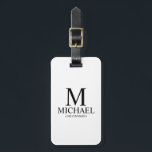 Modern Personalised Groomsman Name and Monogram Luggage Tag<br><div class="desc">Modern Black and White Personalised Groomsman Gifts
featuring personalised monogram,  groomsman's name and title in black classic serif font style on white background.

Also perfect for Best Man,  Father of the Bride and more.</div>