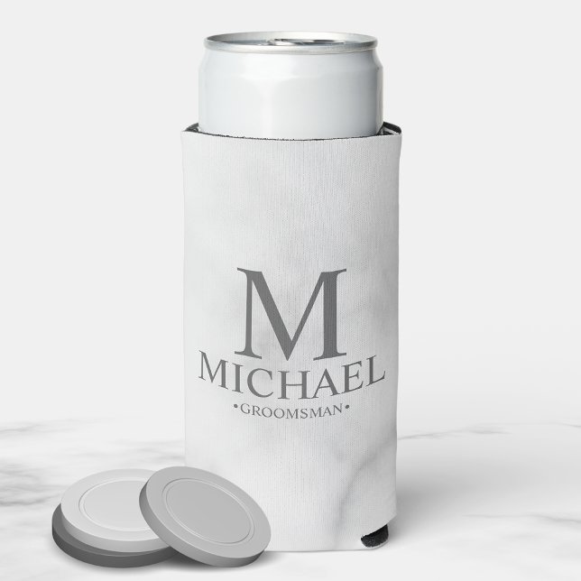 Modern Personalised Groomsman Seltzer Can Cooler (Creator Uploaded)