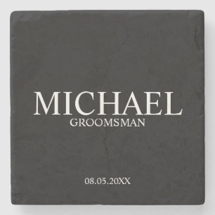 Modern Personalised Groomsman Stone Coaster