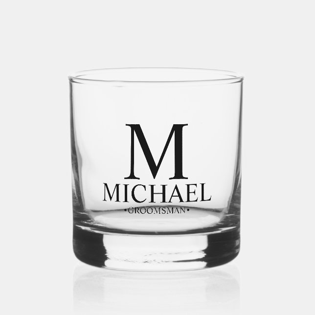 Modern Personalised Groomsman Whiskey Glass (Front)