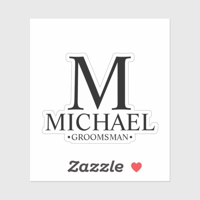 Modern Personalised Groomsman's Monogram and Name (Sheet)