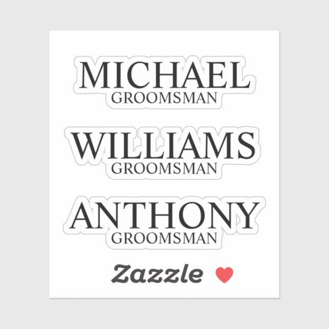 Modern Personalised Groomsman's Name (Sheet)