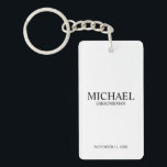 Modern Personalised Groomsman's Name and Monogram Key Ring<br><div class="desc">Modern Personalised Groomsman Gifts
featuring personalised groomsman's name,  title and wedding date in black classic serif font style on white background.

Also perfect for Best Man,  Father of the Bride and more.</div>