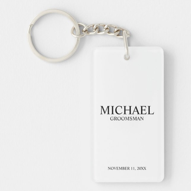 Modern Personalised Groomsman's Name and Monogram Key Ring (Front)