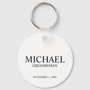 Modern Personalised Groomsman's Name and Monogram Key Ring