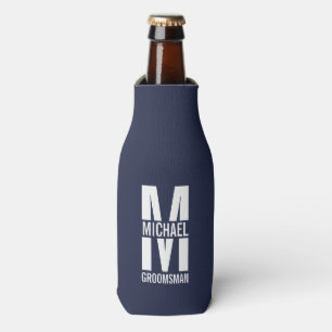 Modern Personalised Groomsmen Monogram and Name Bottle Cooler
