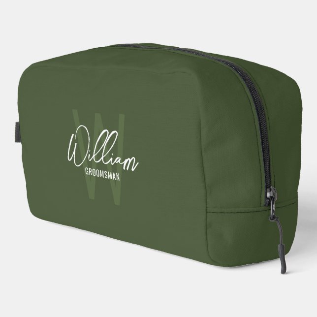 Modern Personalised Groomsmen Monogram and Name Do Dopp Kit (Right Corner)