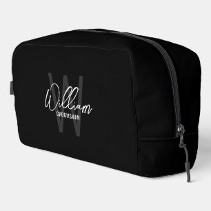 Modern Personalised Groomsmen Monogram and Name Dopp Kit