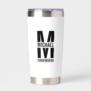 Modern Personalised Groomsmen Monogram and Name Insulated Tumbler