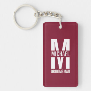 Modern Personalised Groomsmen Monogram and Name Key Ring