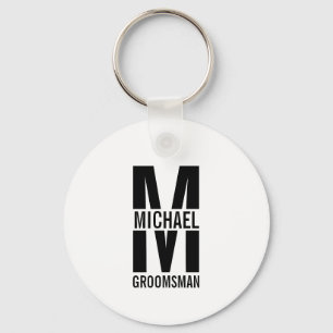 Modern Personalised Groomsmen Monogram and Name Key Ring
